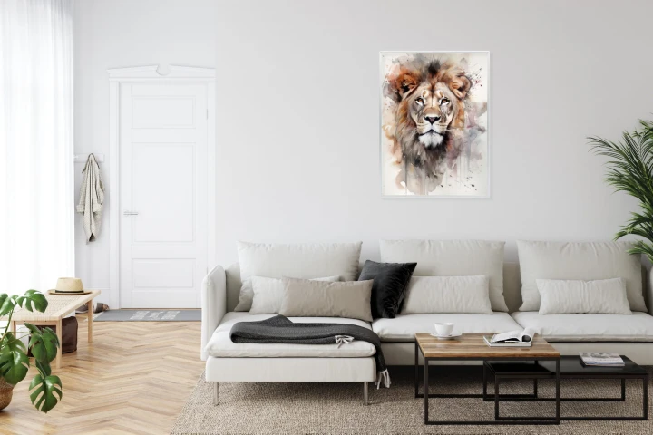 Plakat Malowany Farbami Portret Lwa