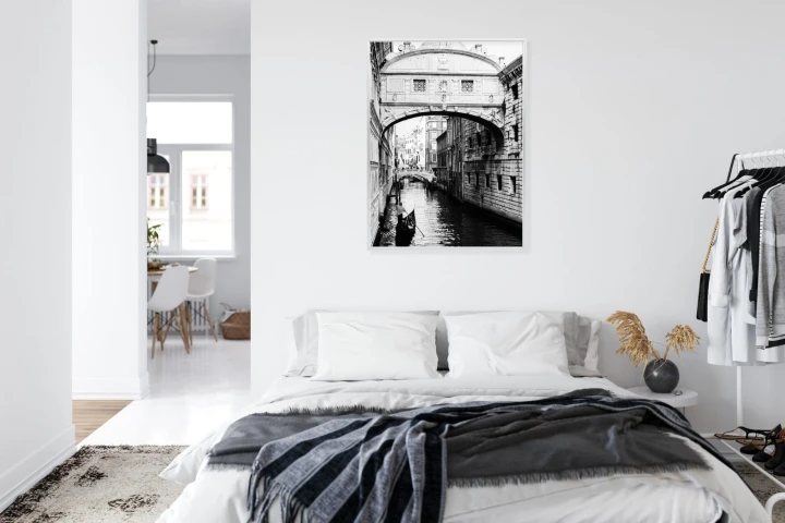 Plakat Gondola Na Czarno Białym Weneckim Kanale