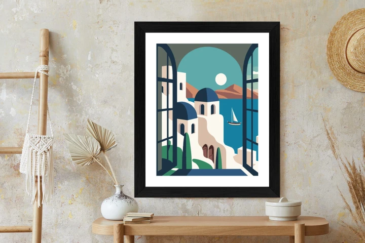 Plakat Greckie Santorini Ilustracja