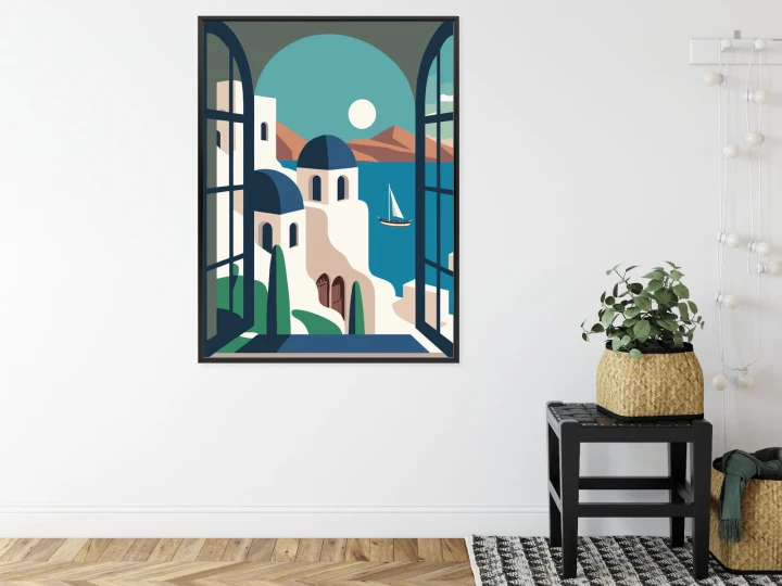 Plakat Greckie Santorini Ilustracja