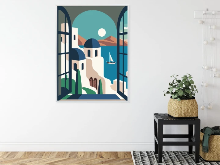 Plakat Greckie Santorini Ilustracja