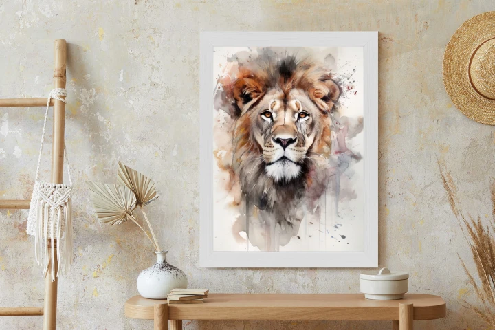 Plakat Malowany Farbami Portret Lwa