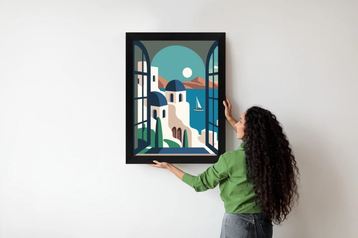 Plakat Greckie Santorini Ilustracja