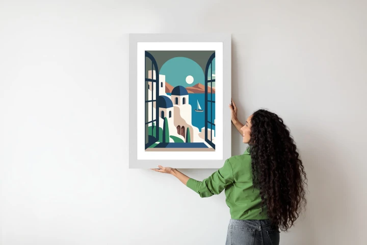 Plakat Greckie Santorini Ilustracja