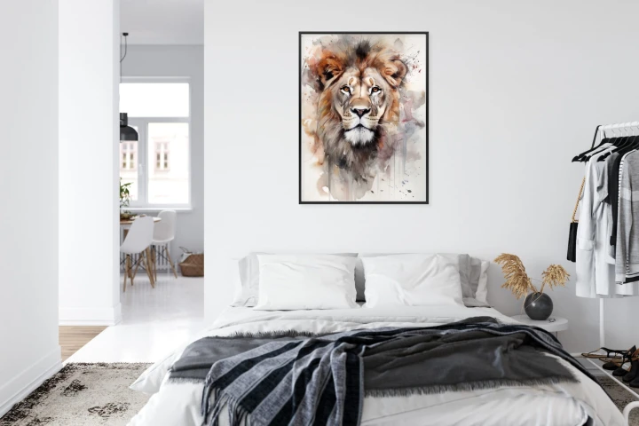 Plakat Malowany Farbami Portret Lwa