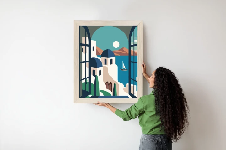 Plakat Greckie Santorini Ilustracja