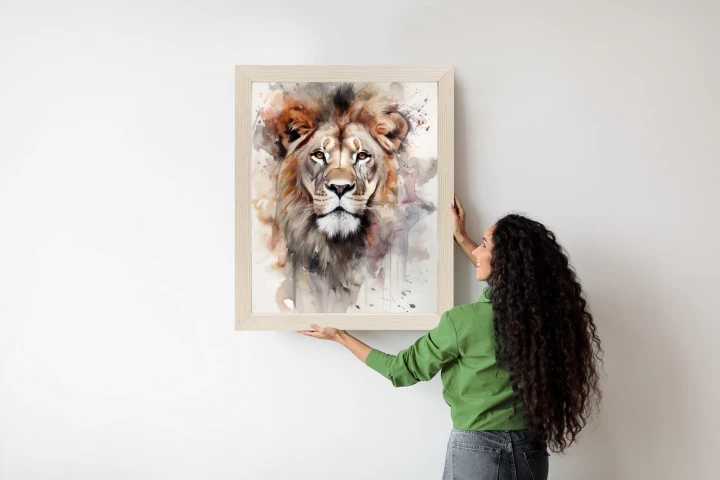 Plakat Malowany Farbami Portret Lwa