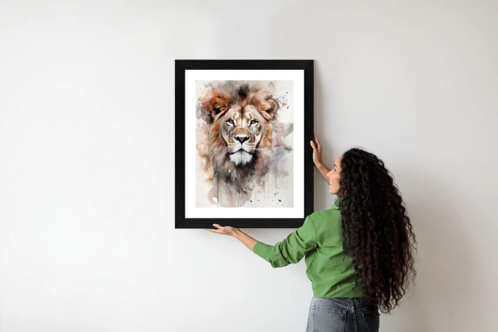 Plakat Malowany Farbami Portret Lwa