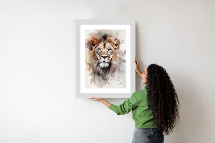Plakat Malowany Farbami Portret Lwa
