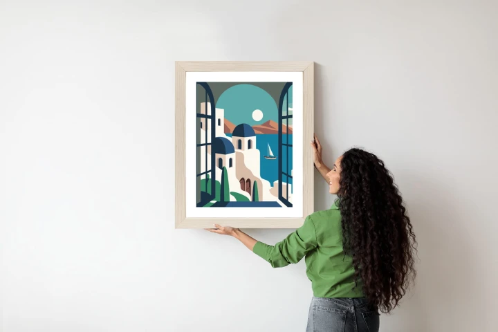 Plakat Greckie Santorini Ilustracja