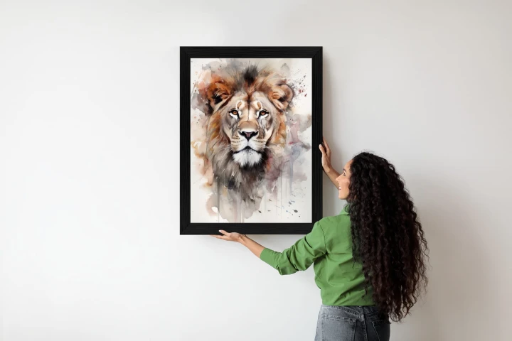 Plakat Malowany Farbami Portret Lwa