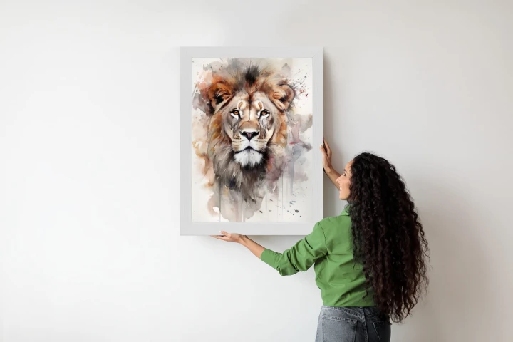 Plakat Malowany Farbami Portret Lwa