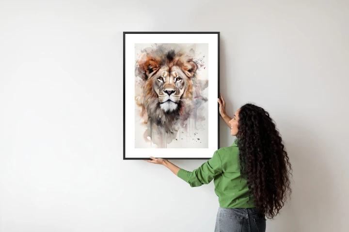 Plakat Malowany Farbami Portret Lwa