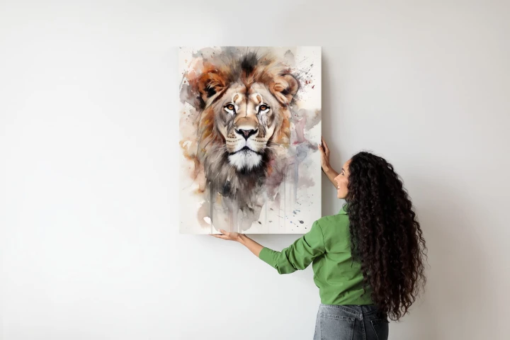 Plakat Malowany Farbami Portret Lwa