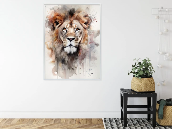 Plakat Malowany Farbami Portret Lwa