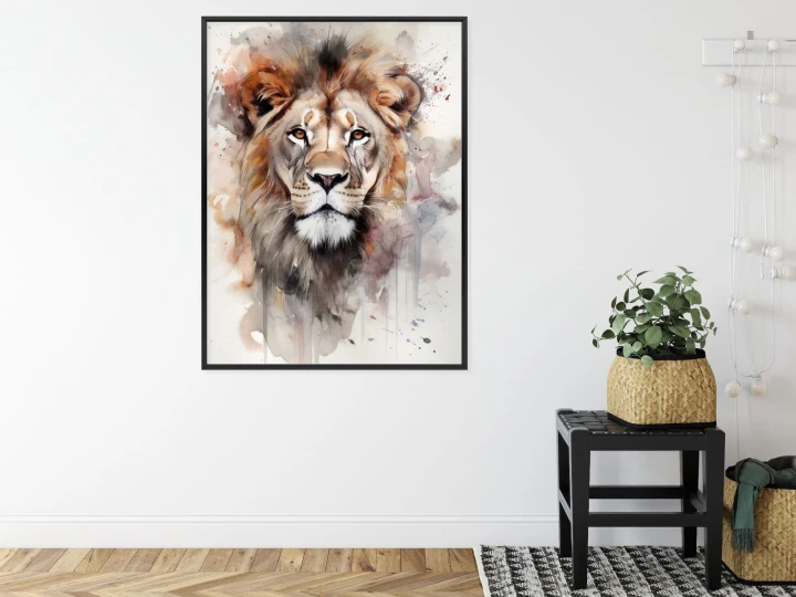 Plakat Malowany Farbami Portret Lwa