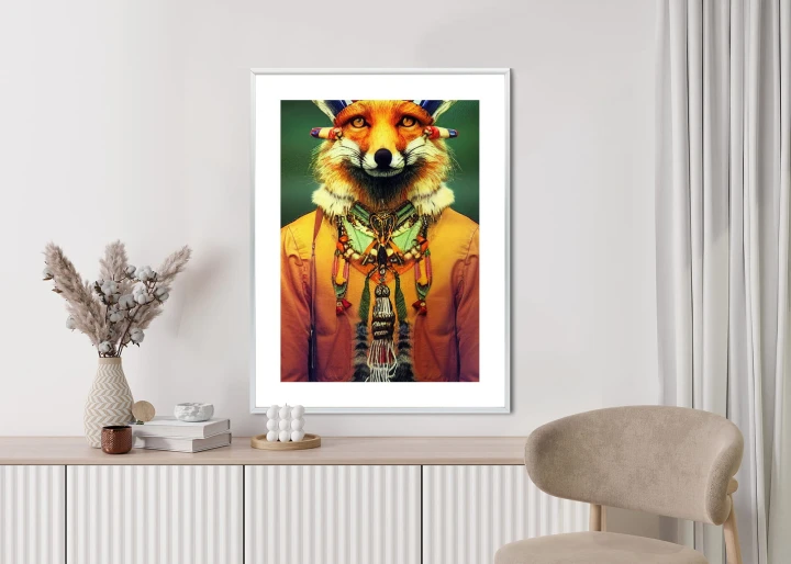 Plakat Lis W Stroju Indiańskim