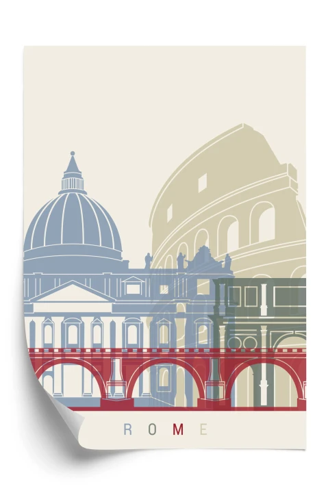 Plakat Kolorowa Ilustracja Architektura Rzymu