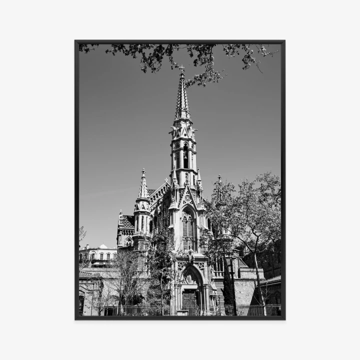 Plakat Czarno Biały Kościół W Barcelonie