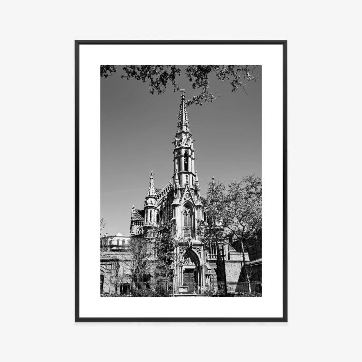 Plakat Czarno Biały Kościół W Barcelonie