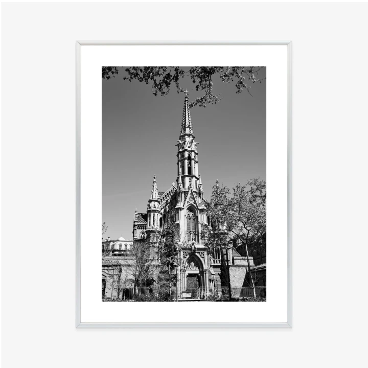 Plakat Czarno Biały Kościół W Barcelonie