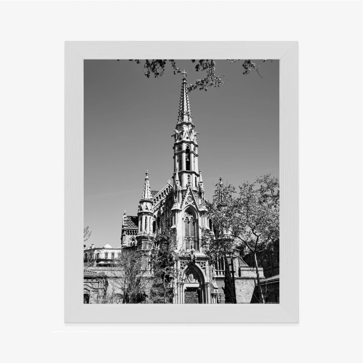 Plakat Czarno Biały Kościół W Barcelonie