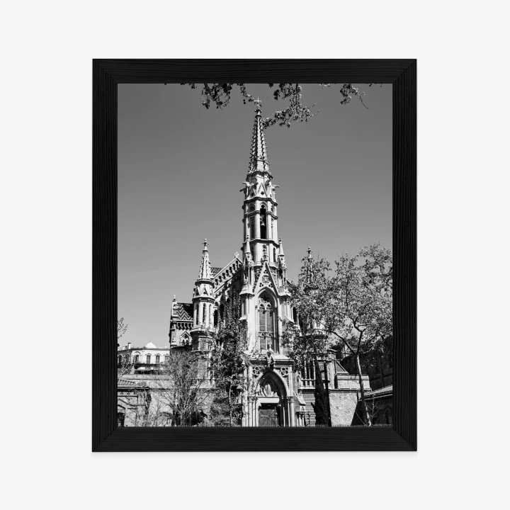 Plakat Czarno Biały Kościół W Barcelonie