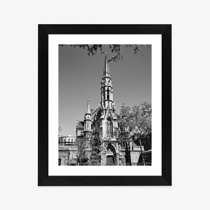 Plakat Czarno Biały Kościół W Barcelonie