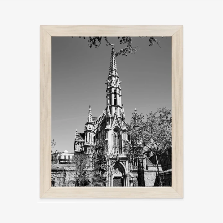 Plakat Czarno Biały Kościół W Barcelonie