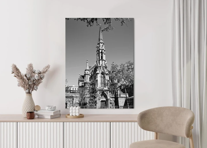 Plakat Czarno Biały Kościół W Barcelonie
