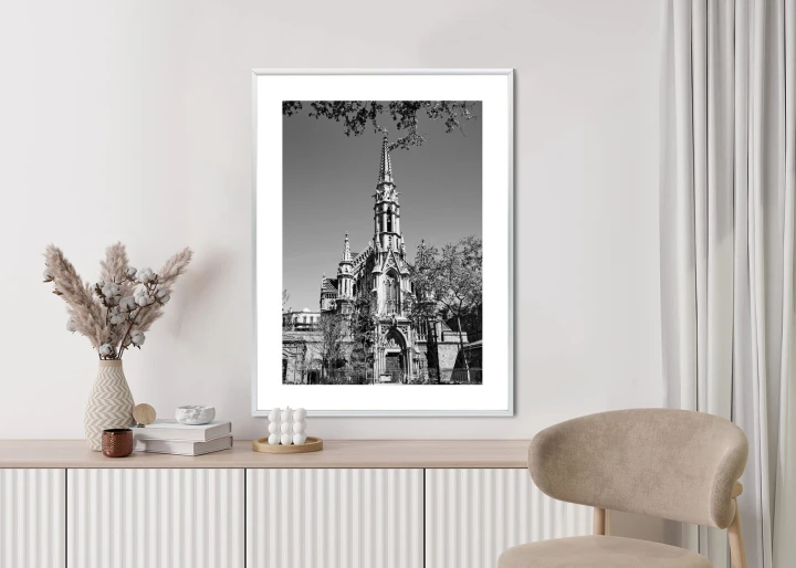 Plakat Czarno Biały Kościół W Barcelonie