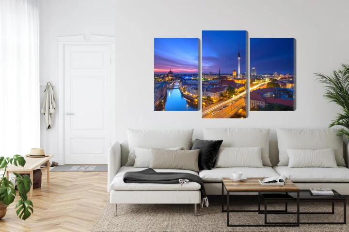 Obraz Wieloczęściowy Panorama Berlina O Zachodzie Słońca