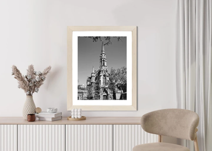 Plakat Czarno Biały Kościół W Barcelonie