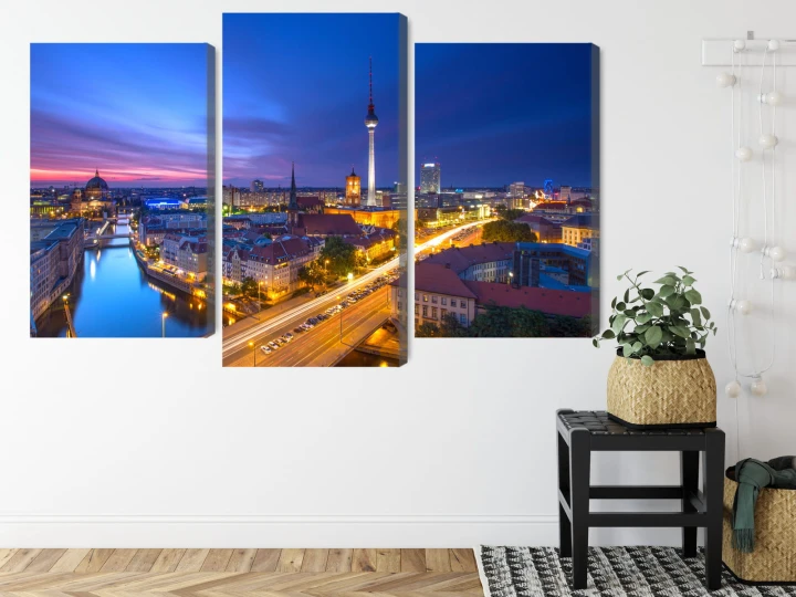 Obraz Wieloczęściowy Panorama Berlina O Zachodzie Słońca
