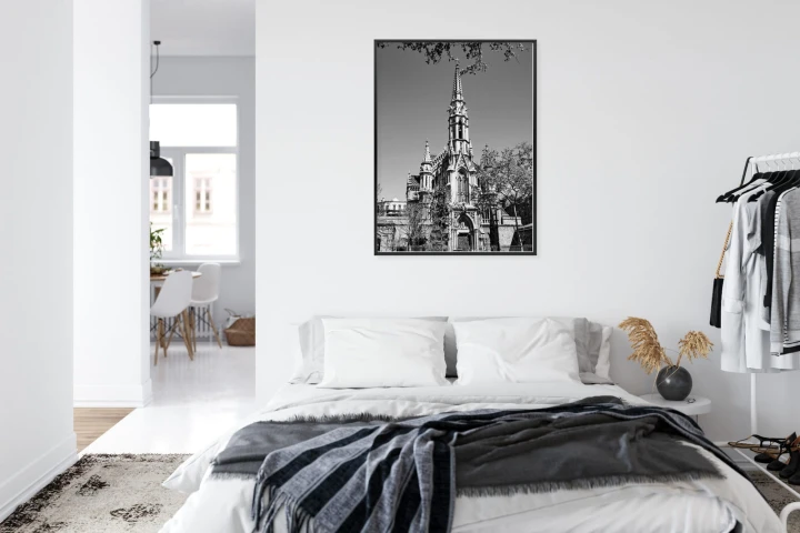 Plakat Czarno Biały Kościół W Barcelonie