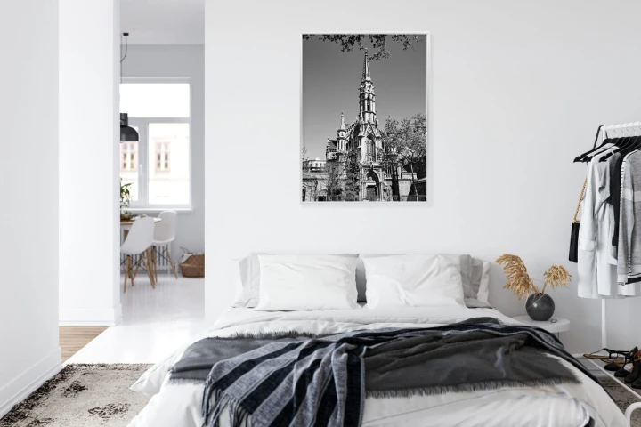 Plakat Czarno Biały Kościół W Barcelonie