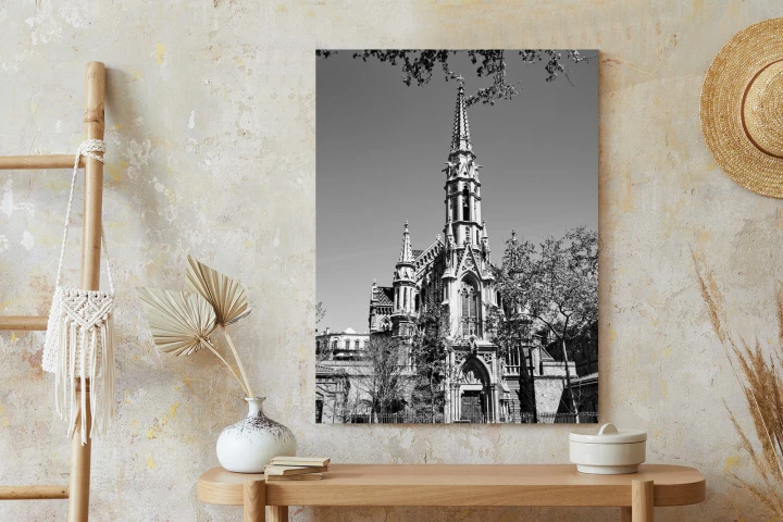 Plakat Czarno Biały Kościół W Barcelonie