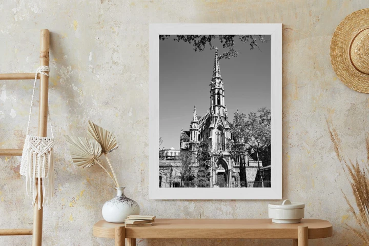 Plakat Czarno Biały Kościół W Barcelonie