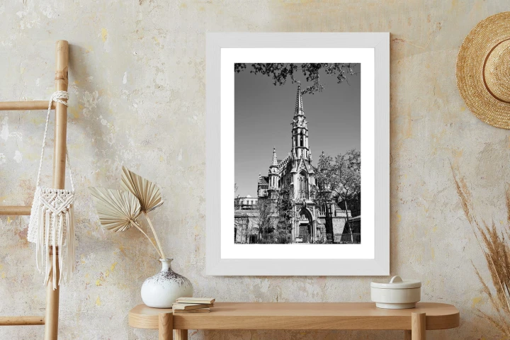 Plakat Czarno Biały Kościół W Barcelonie