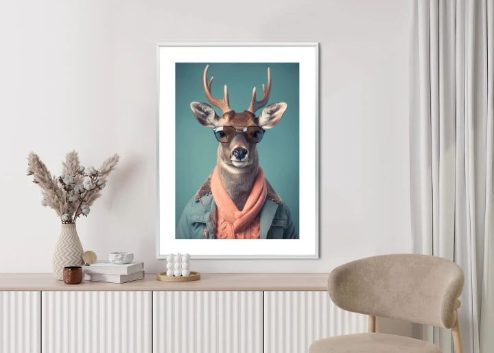 Plakat Jeleń W Modnym Stroju