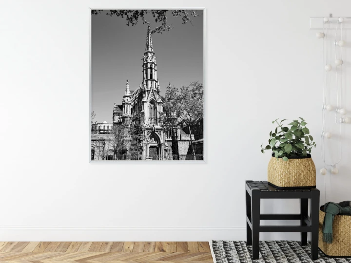 Plakat Czarno Biały Kościół W Barcelonie
