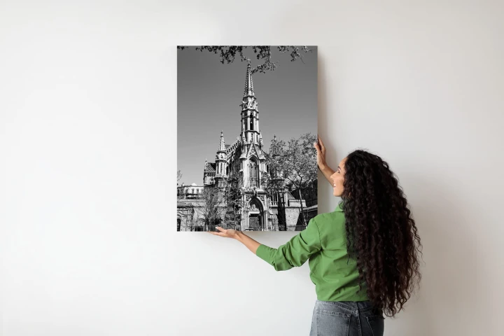 Plakat Czarno Biały Kościół W Barcelonie