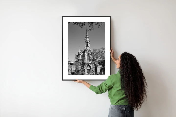 Plakat Czarno Biały Kościół W Barcelonie