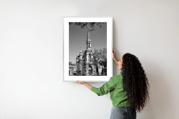 Plakat Czarno Biały Kościół W Barcelonie