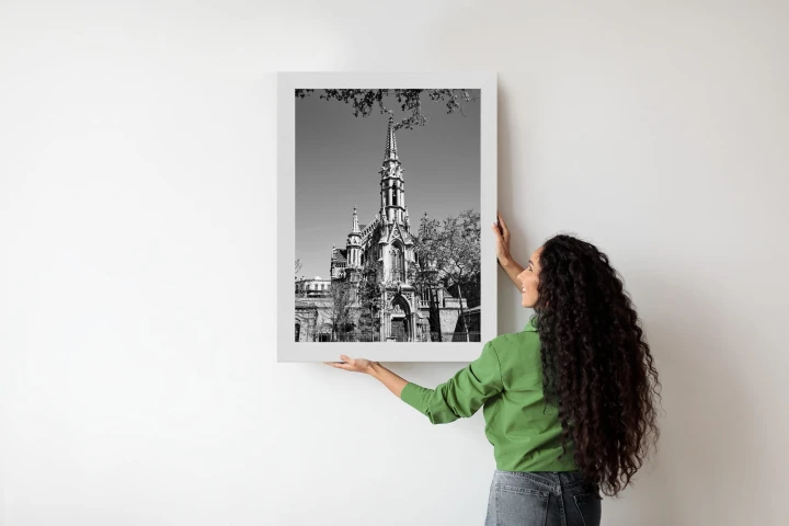 Plakat Czarno Biały Kościół W Barcelonie