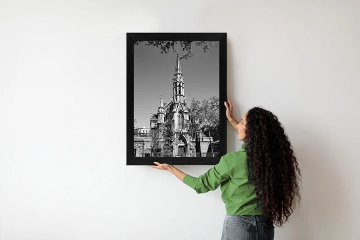 Plakat Czarno Biały Kościół W Barcelonie