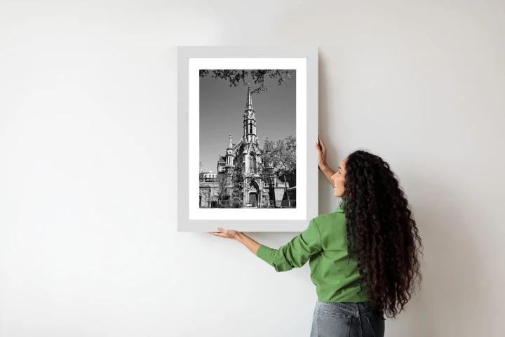 Plakat Czarno Biały Kościół W Barcelonie