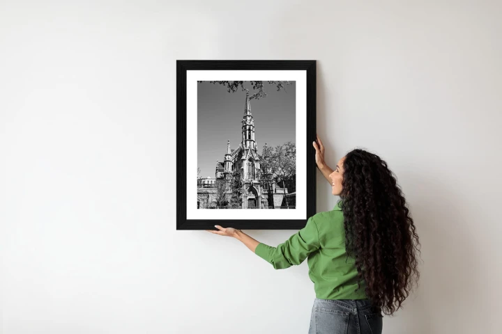 Plakat Czarno Biały Kościół W Barcelonie