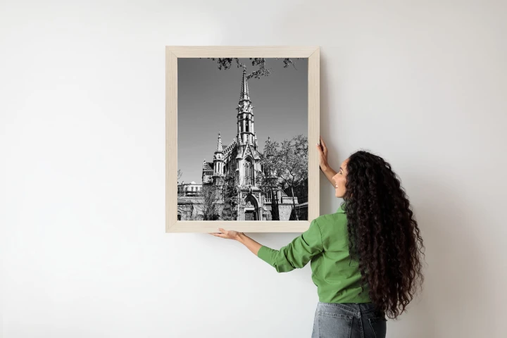 Plakat Czarno Biały Kościół W Barcelonie