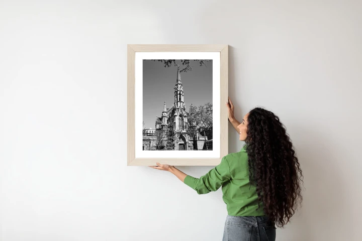 Plakat Czarno Biały Kościół W Barcelonie